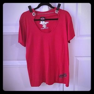 Bright red short sleeve Harley Davidson tee shirt